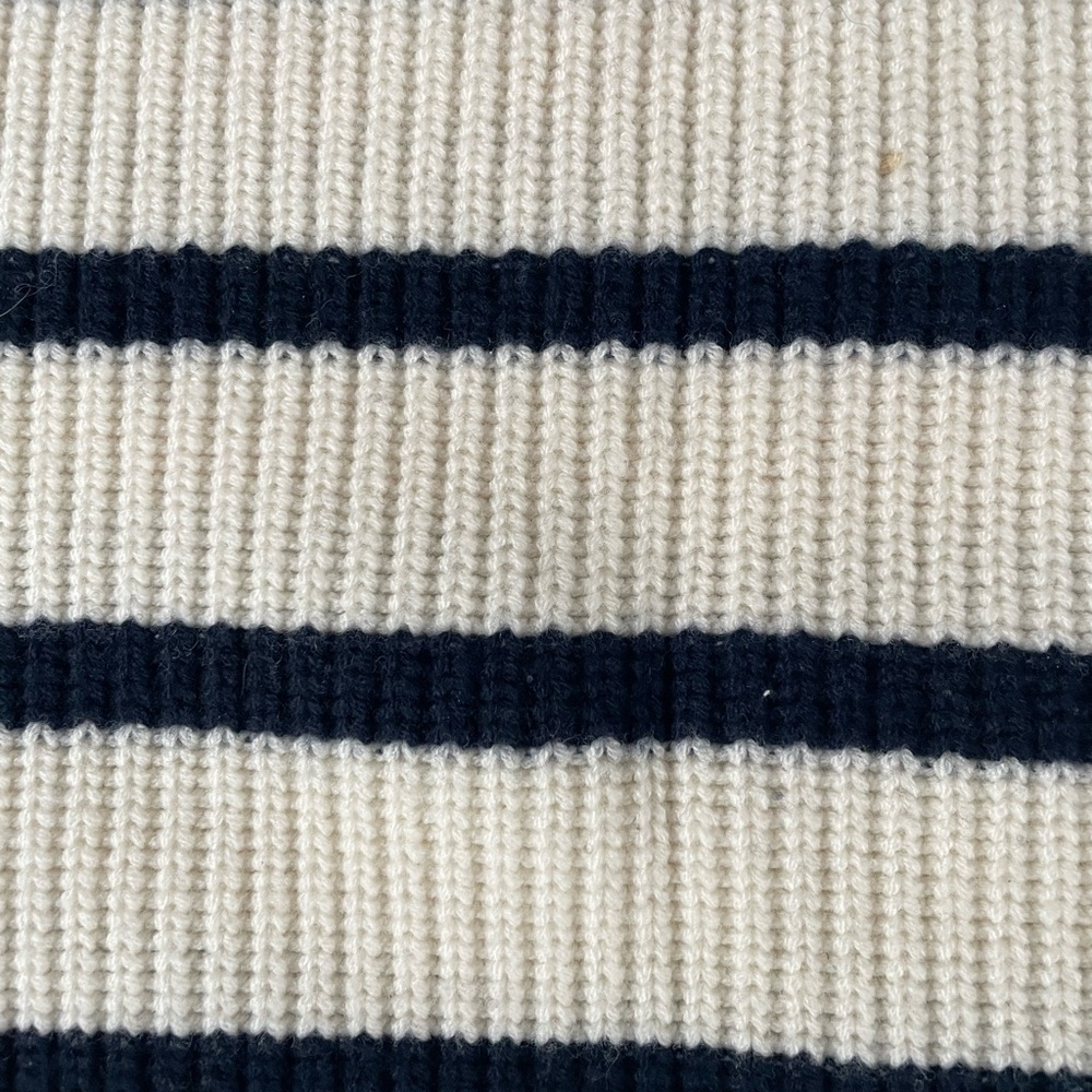A.L.C. Cream and Blue High Neck Sweater with Boxy Fit and Striped Sleeves - Picture 4 of 6